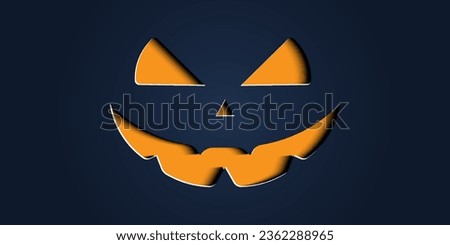Simple halloween pumpkin smile expressions in paper cut style for poster or brochure. Royalty-Free Stock Photo #2362288965