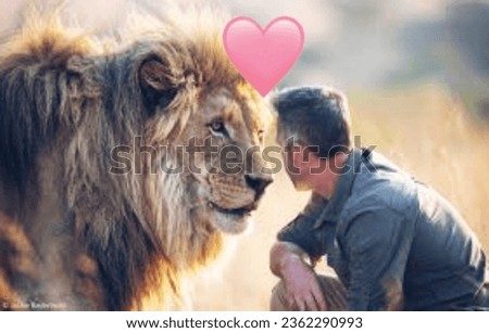 A wonderful picture of a friendship between the king of the forest lion and man