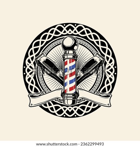 Barber Pole Haircut Logo Vector Illustration REMIUM