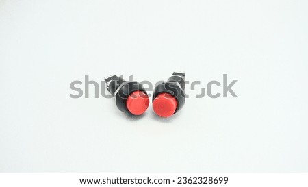 start stop button electronic components on white background