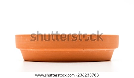 Empty Clay saucer plate isolated on white background