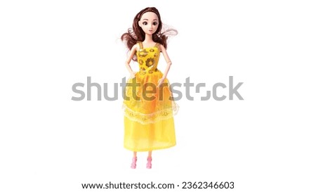 Plastic doll toy isolated on white background. . High quality photo