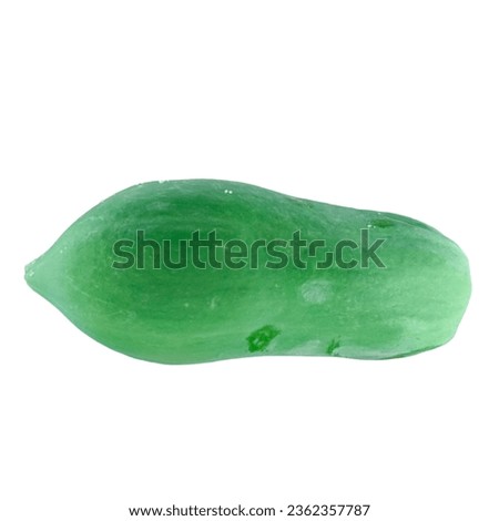 Papaya, green peel, white background