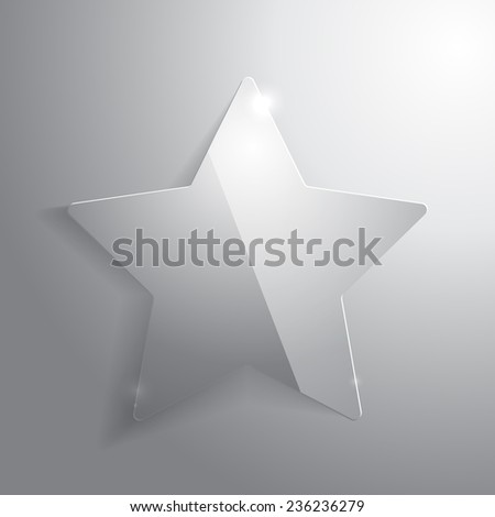 Glossy glass star icon. Christmas star. Vector illustration