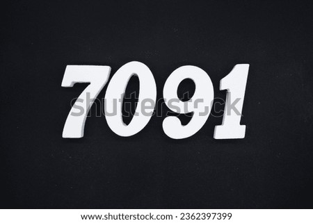 Black for the background. The number 7091 is made of white painted wood.