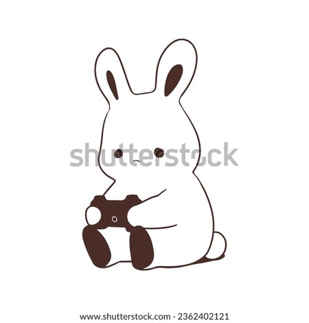 cute little rabbit with camera, vector illustration