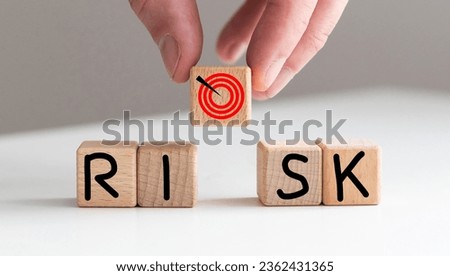 RISK wooden blocks of business concept isolated on white background. Royalty-Free Stock Photo #2362431365