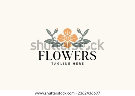 alamanda flowers logo vector graphic for florist boutique and cosmetic Royalty-Free Stock Photo #2362436697