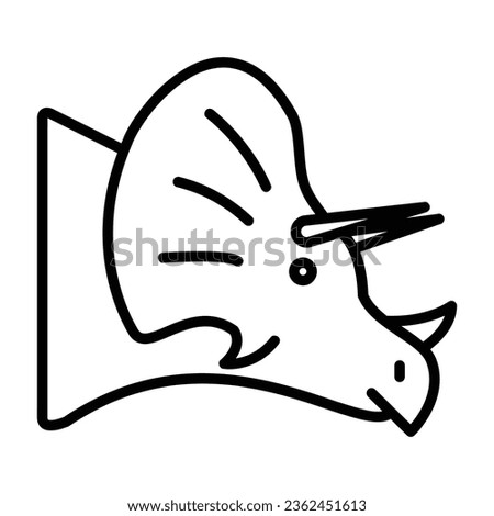 Triceratops Vector Icon, Lineal style icon, from Animal Head icons collection, isolated on white Background