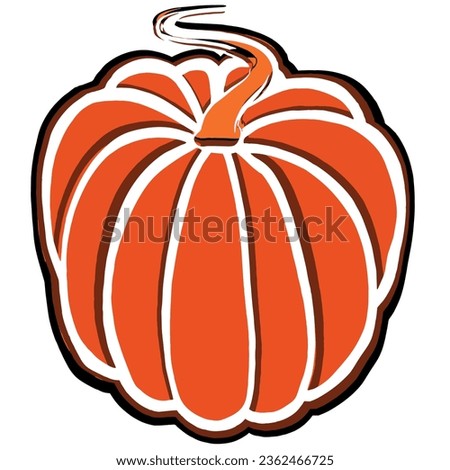 Illustration of single round whole orange pumpkin.