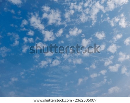 Blue sky with white clouds background, nature photography, natural scenic wallpaper 