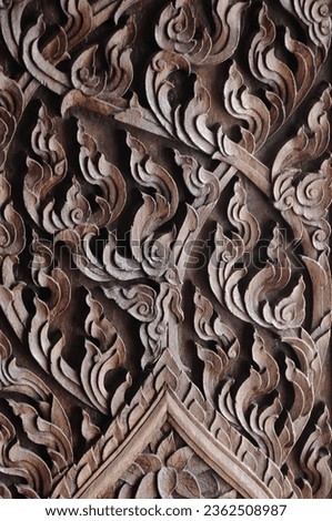 Picture of carved wooden temple doors