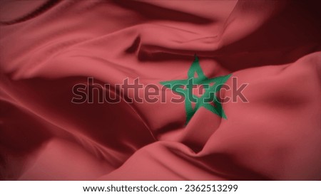 3d illustration flag of Morocco. Close up waving flag of Morocco.