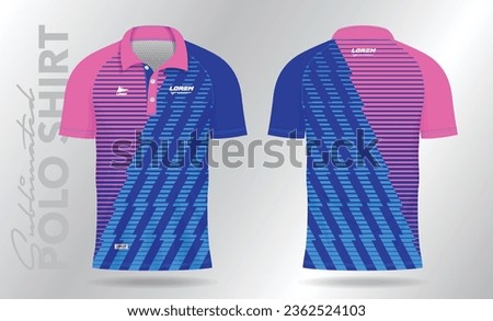 blue pink polo sport shirt mockup template design
