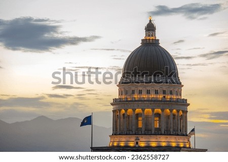 Dawn's Embrace: Panoramic 4K Image of Salt Lake City and Parliamentary Building in USA