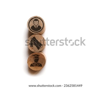 Wooden blocks with qualifications, certificates and graduate icons. The concept of academic qualifications. The concept of required skills.  Royalty-Free Stock Photo #2362581449