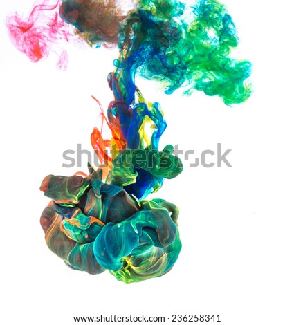 Colorful ink in water, abstract shape background.