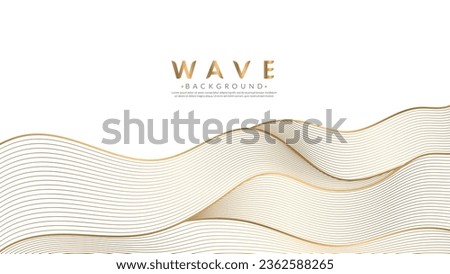 Gold luxury line with water wave background. Abstract art wallpaper. Japanese style concept. Graphic vector flat design.
