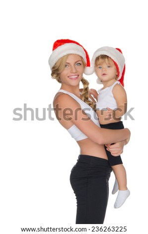 Family clothing for fitness and Christmas hats