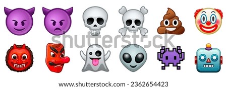 Costume, Creature and Animal emojis set. Emoticons big set. Vector icons set. Social media emoji set. iOS emoji. iPhone emoji. WhatsApp.