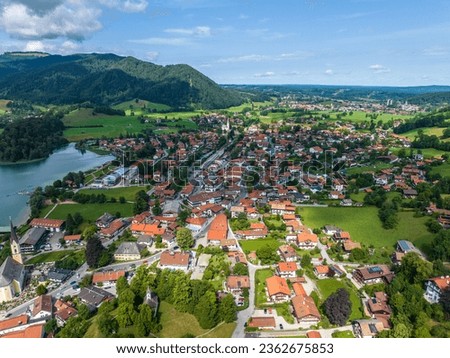 Aerial view, Germany, Bavaria, Upper Bavaria, place Schliersee, view over the Schliersee Royalty-Free Stock Photo #2362675853
