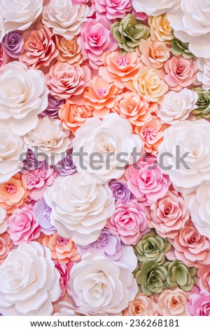Colorful flowers paper background pattern Royalty-Free Stock Photo #236268181
