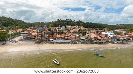 Aerial panoramic image of Barra de Camaragibe, situated in Passo de Camaragibe, in the state of Alagoas, Brazil Royalty-Free Stock Photo #2362692083