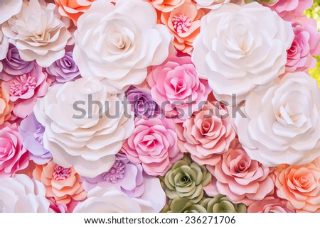 Colorful flowers paper background pattern Royalty-Free Stock Photo #236271706