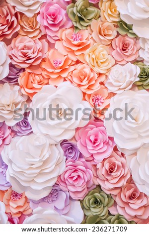 Colorful flowers paper background pattern Royalty-Free Stock Photo #236271709