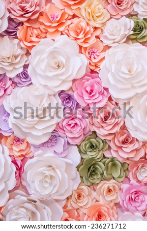 Colorful flowers paper background pattern Royalty-Free Stock Photo #236271712