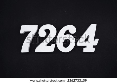 Black for the background. The number 7264 is made of white painted wood.