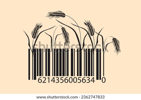 Organic barcode, vector illustration on beige background