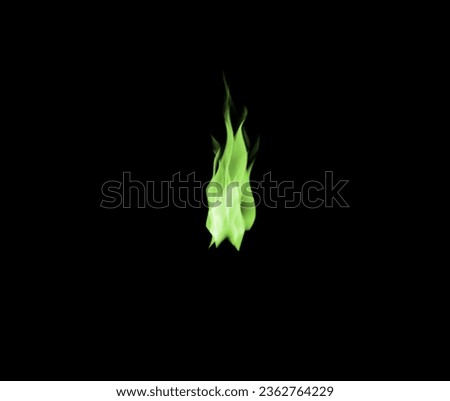 Green flame, heat and light on black background with texture, pattern and burning energy. Fire line, fuel and gas isolated on dark wallpaper design, explosion at bonfire, thermal power or inferno.