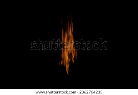 Orange flame, heat and energy on black background with texture, pattern and burning light. Fire line, fuel and flare isolated on dark wallpaper design explosion at bonfire, thermal power or inferno.