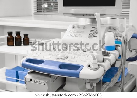 Ultrasound machine in hospital, closeup. Medical equipment