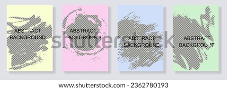 Set color frames overlay isolated. Different grunge brush strokes an into abstract frame on transparent checkered. Dirty grunge texture. Great for design postcard or brochure cover design. Vector