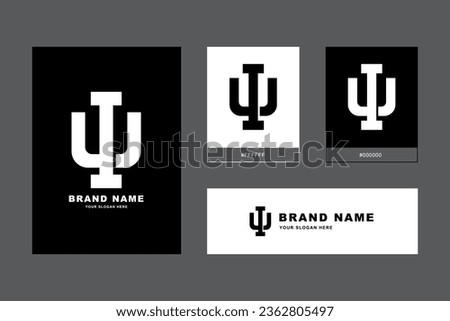Monogram letter IU or UI with interlock style good for brand, clothing, apparel, streetwear, baseball, basketball, football and etc