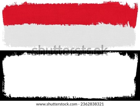 Flag of Monaco paint brush stroke texture isolated on white background with clipping mask (alpha channel) for quick isolation.