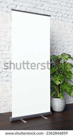 Advertising Indoor Roll-up Banner Standee Mockup Royalty-Free Stock Photo #2362846859