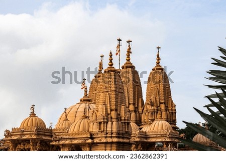 Side View of BAPS Shri Swaminarayan Temple. Sankri, Bardoli, Surat, Gujarat, India.   Dated 18 July 2023