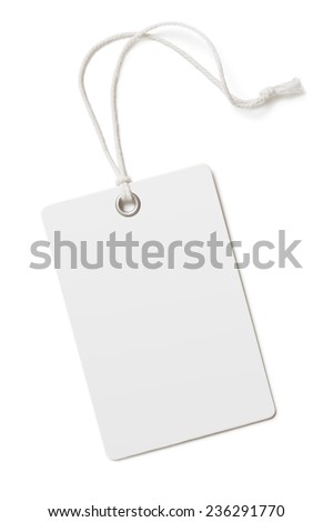 Blank paper price tag or label isolated Royalty-Free Stock Photo #236291770