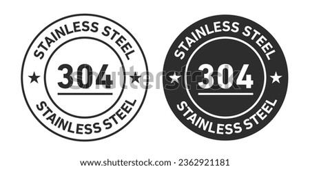 304 Stainless Icons set in black filled and outlined. Royalty-Free Stock Photo #2362921181
