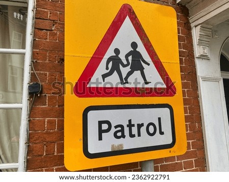 School patrol road warning sign