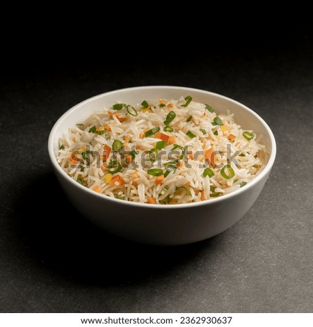 photo of fried rice in a white bowl