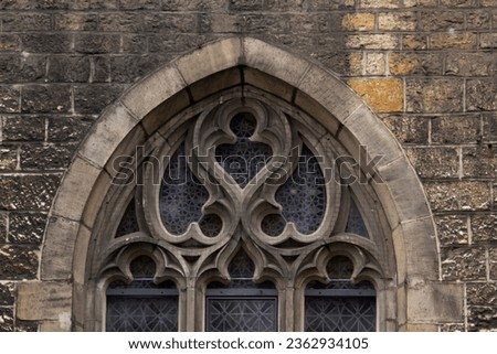 Window of a gothic cathedral. Bielefeld, German. High quality photo Royalty-Free Stock Photo #2362934105