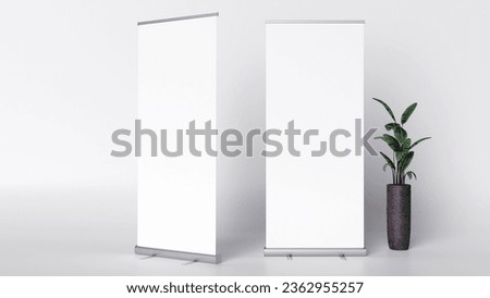 Mockup of Two Roll-up Standee Banner in Office Hall Royalty-Free Stock Photo #2362955257