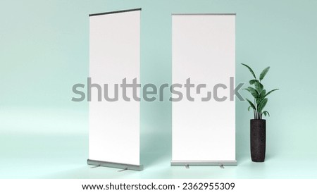 Mockup of Two Roll-up Standee Banner in Office Hall