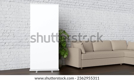 Mockup of Roll-up Standee Banner in Office Hall Royalty-Free Stock Photo #2362955311