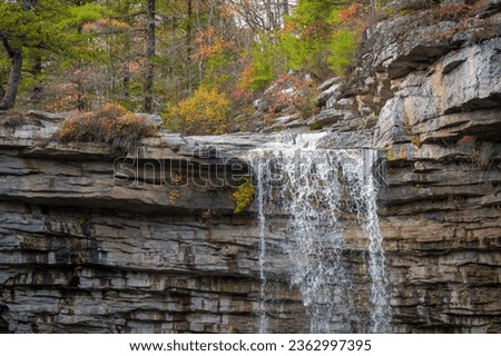 An upper view of Awosting Falls in Minnewasa State Park on a nice Autumn day.