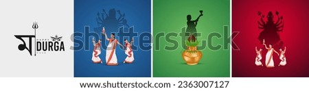 Durga Face in Happy Durga Puja, Dussehra, and Navratri Celebration Concept for Web Banner, Poster, Social Media Post, and Flyer Advertising Royalty-Free Stock Photo #2363007127